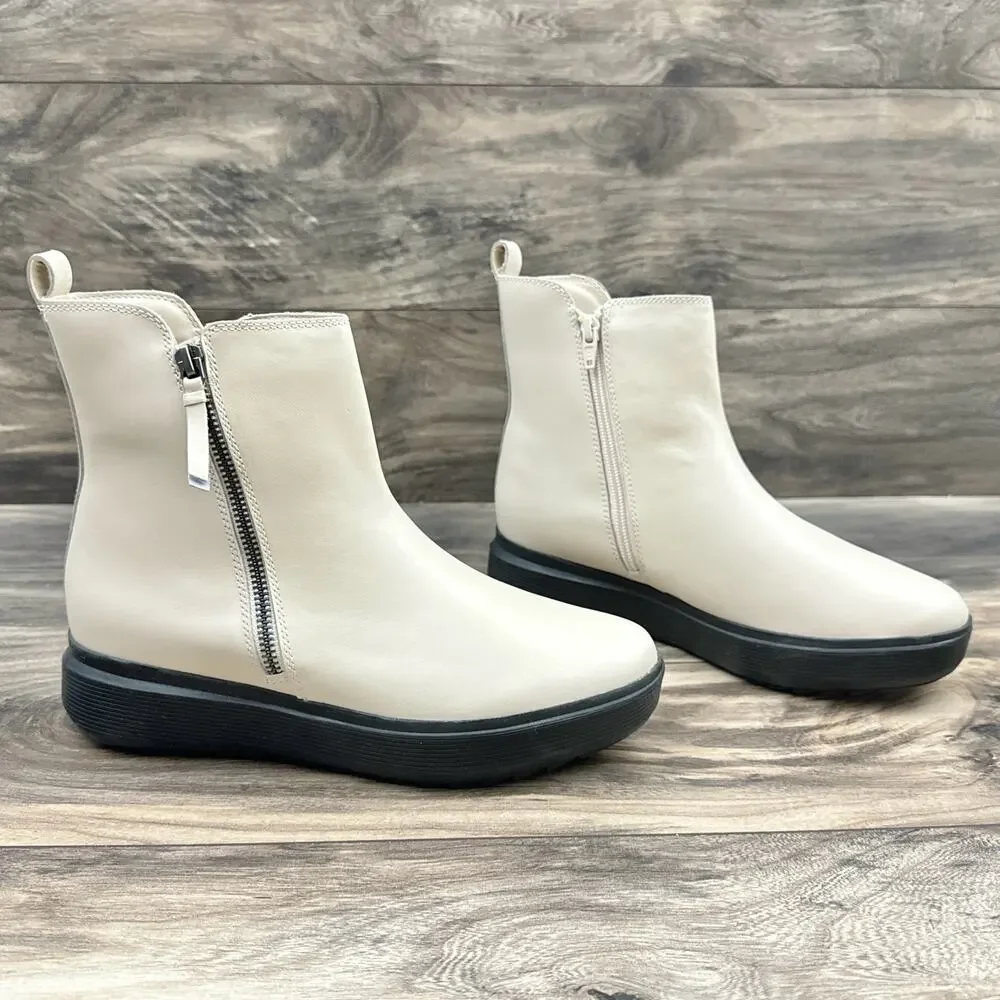 NIB Naturalizer Talise 8.5M Off White Leather Platform Zip Ankle Booties Boots - Picture 6 of 13